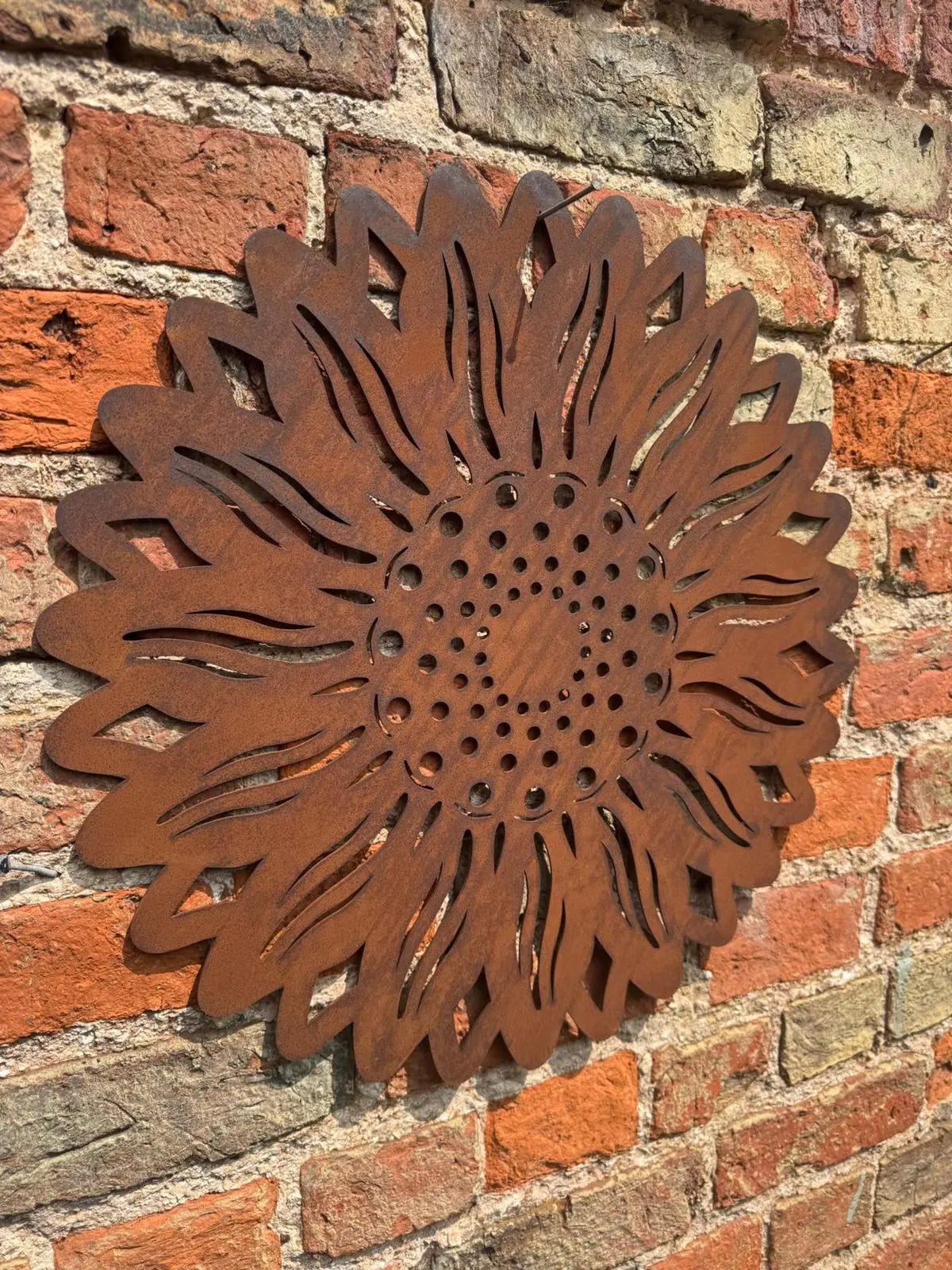 Large Rusty Metal Sunflower Garden Fence Decoration