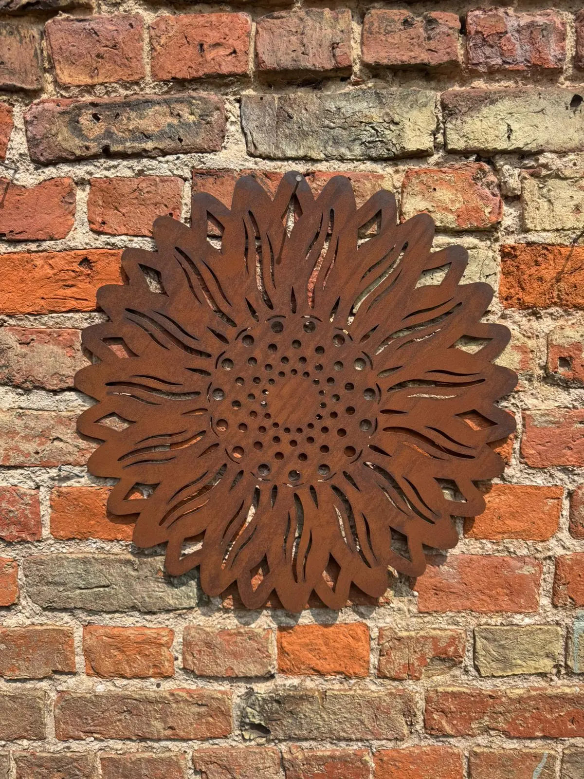 Large Rusty Metal Sunflower Garden Fence Decoration