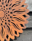 Large Rusty Metal Sunflower Garden Fence Decoration