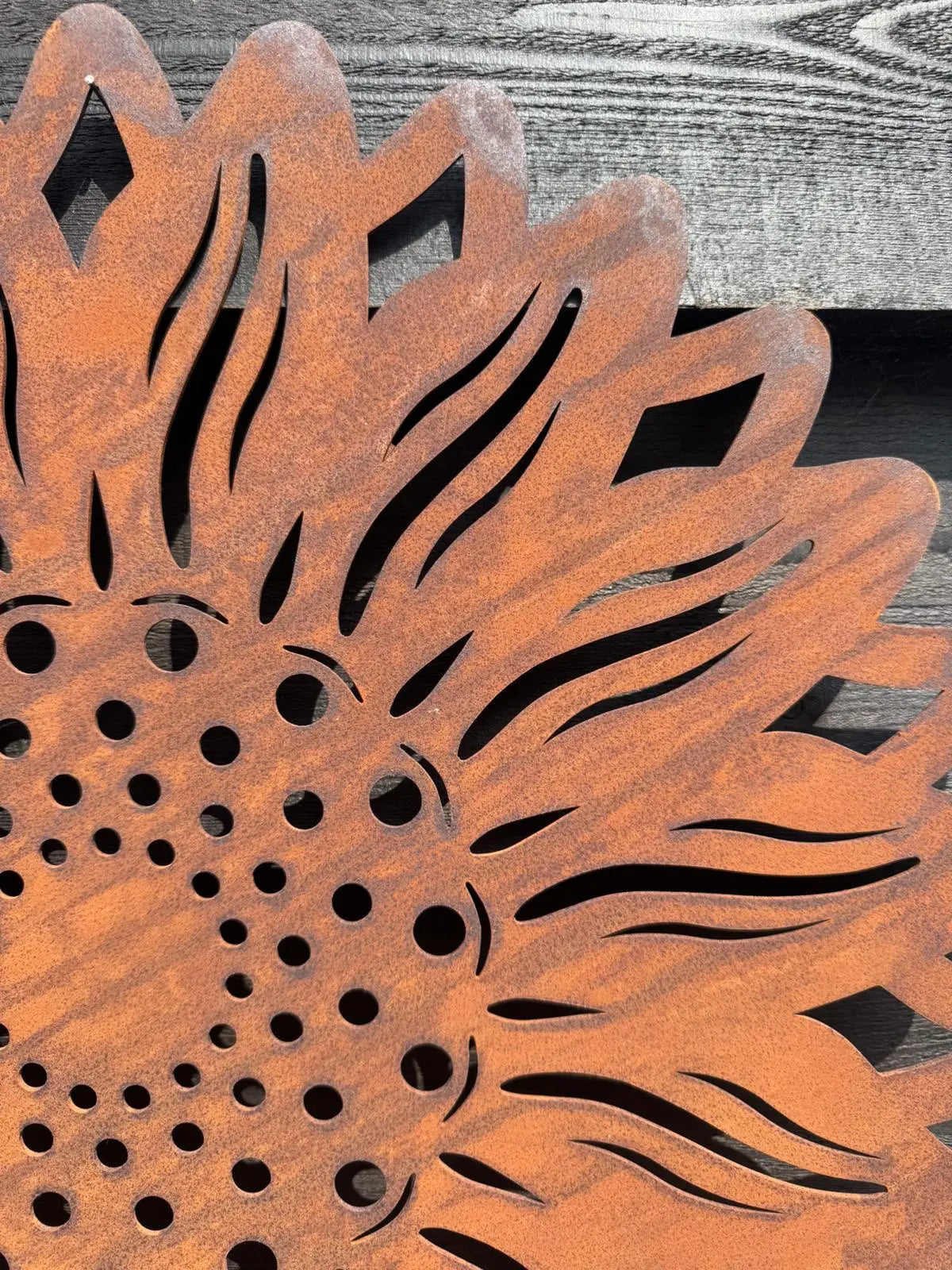 Large Rusty Metal Sunflower Garden Fence Decoration