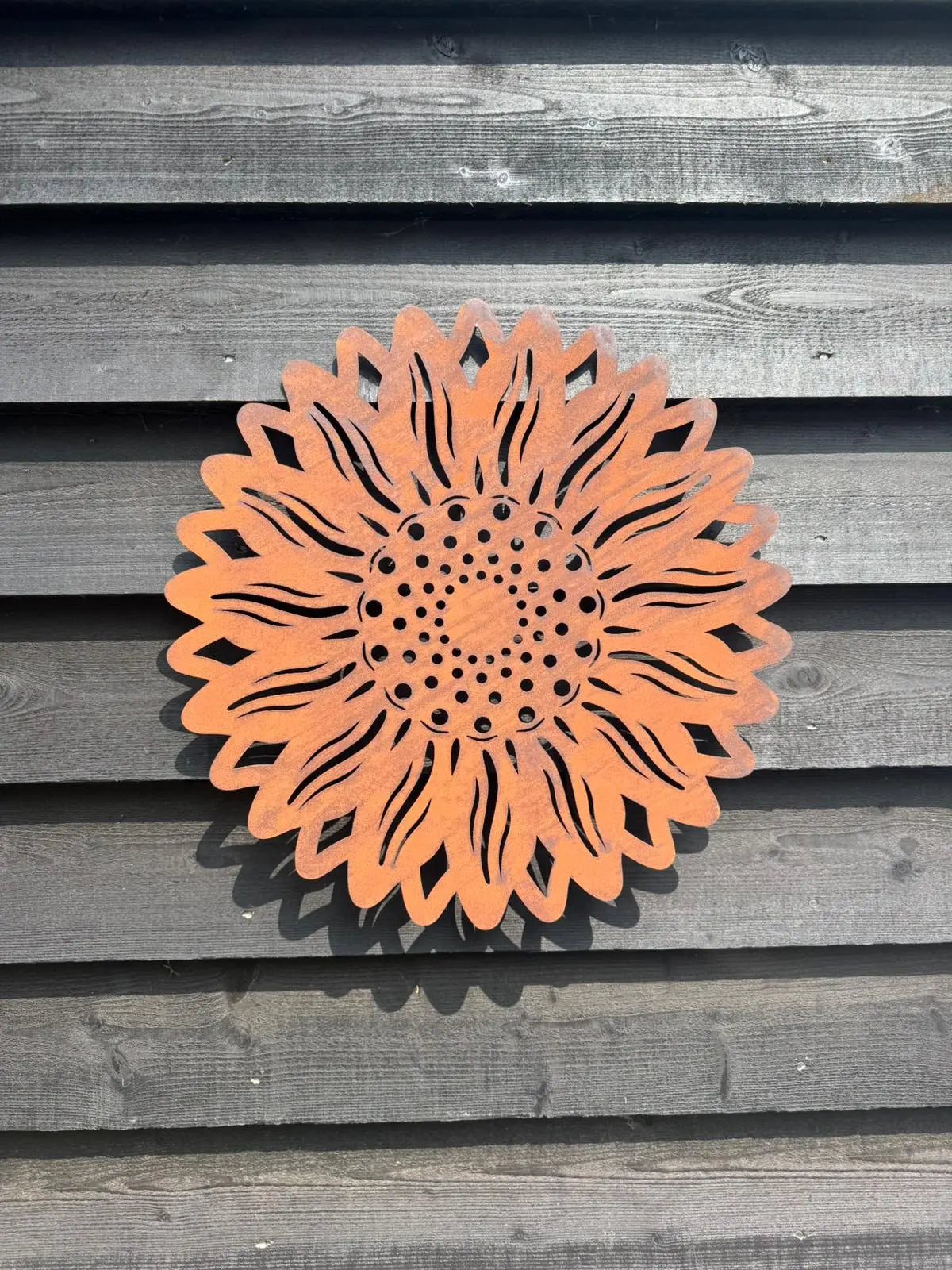 Large Rusty Metal Sunflower Garden Fence Decoration