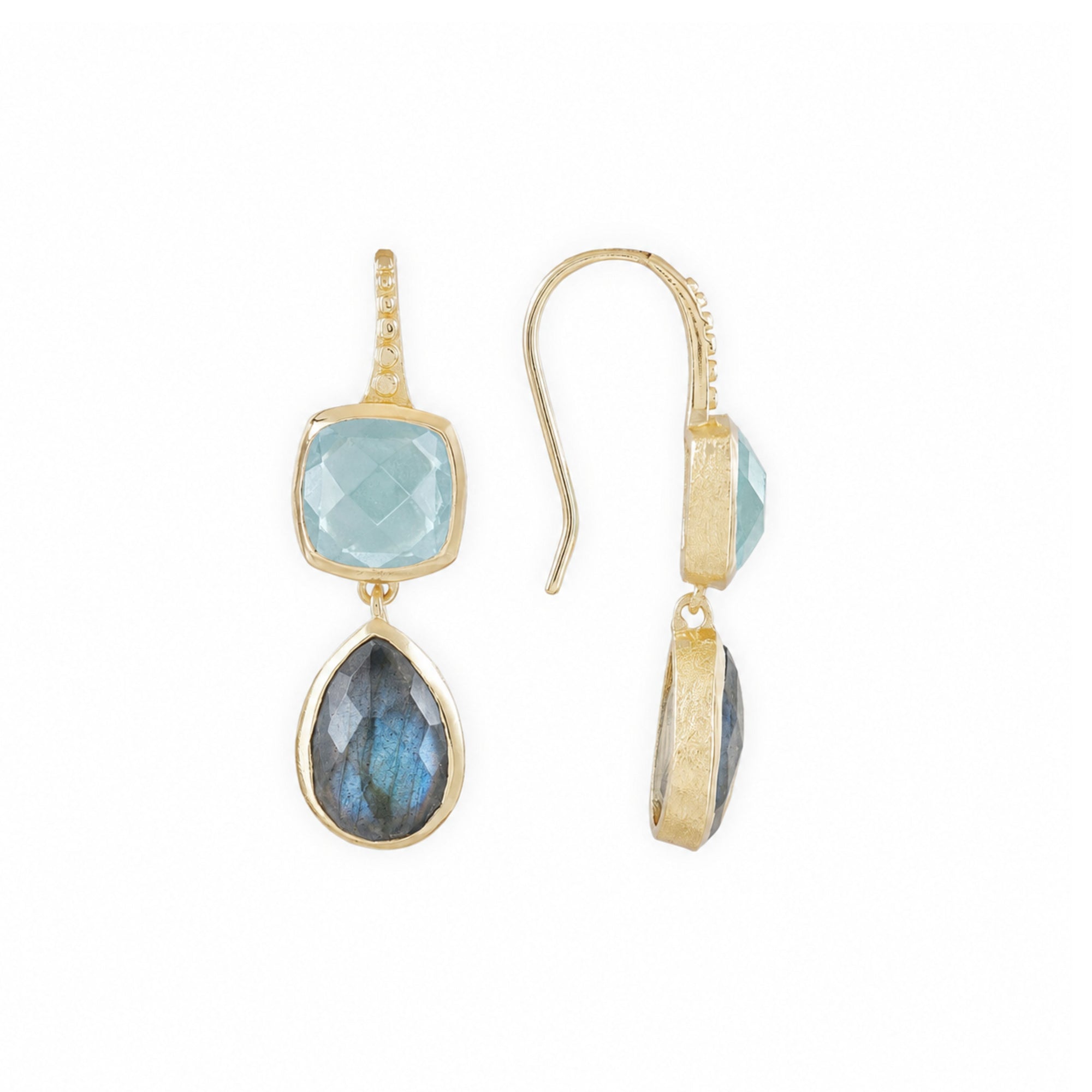 Charis Double Gemstone Earrings Pariba Onyx &amp; Labradorite