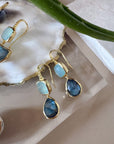 Charis Double Gemstone Earrings Pariba Onyx & Labradorite