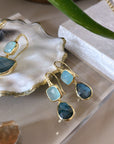 Charis Double Gemstone Earrings Pariba Onyx & Labradorite