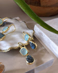 Charis Double Gemstone Earrings Pariba Onyx & Labradorite
