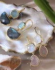 Charis Halfmoon Double Gemstone Earrings Pariba Onyx & Labradorite