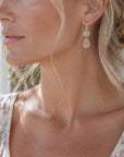 Charis Double Gemstone Earrings Moonstone & Rose Quartz