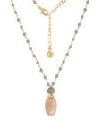 Persephone Double Gemstone Beaded Chain Necklace Peach Moonstone & Labradorite
