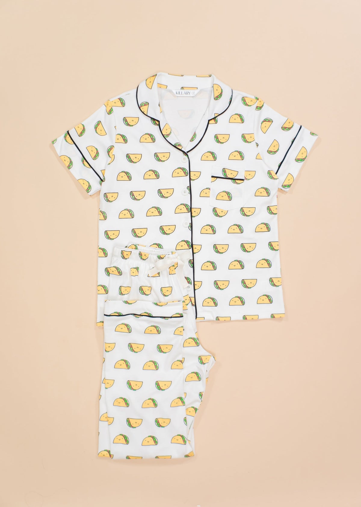 Women's Short Sleeve Pima Cotton Pyjama Set – Tacos Print