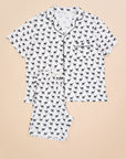 Men's Short Sleeve Pima Cotton Pyjama Set – Black & White Vicuña Print