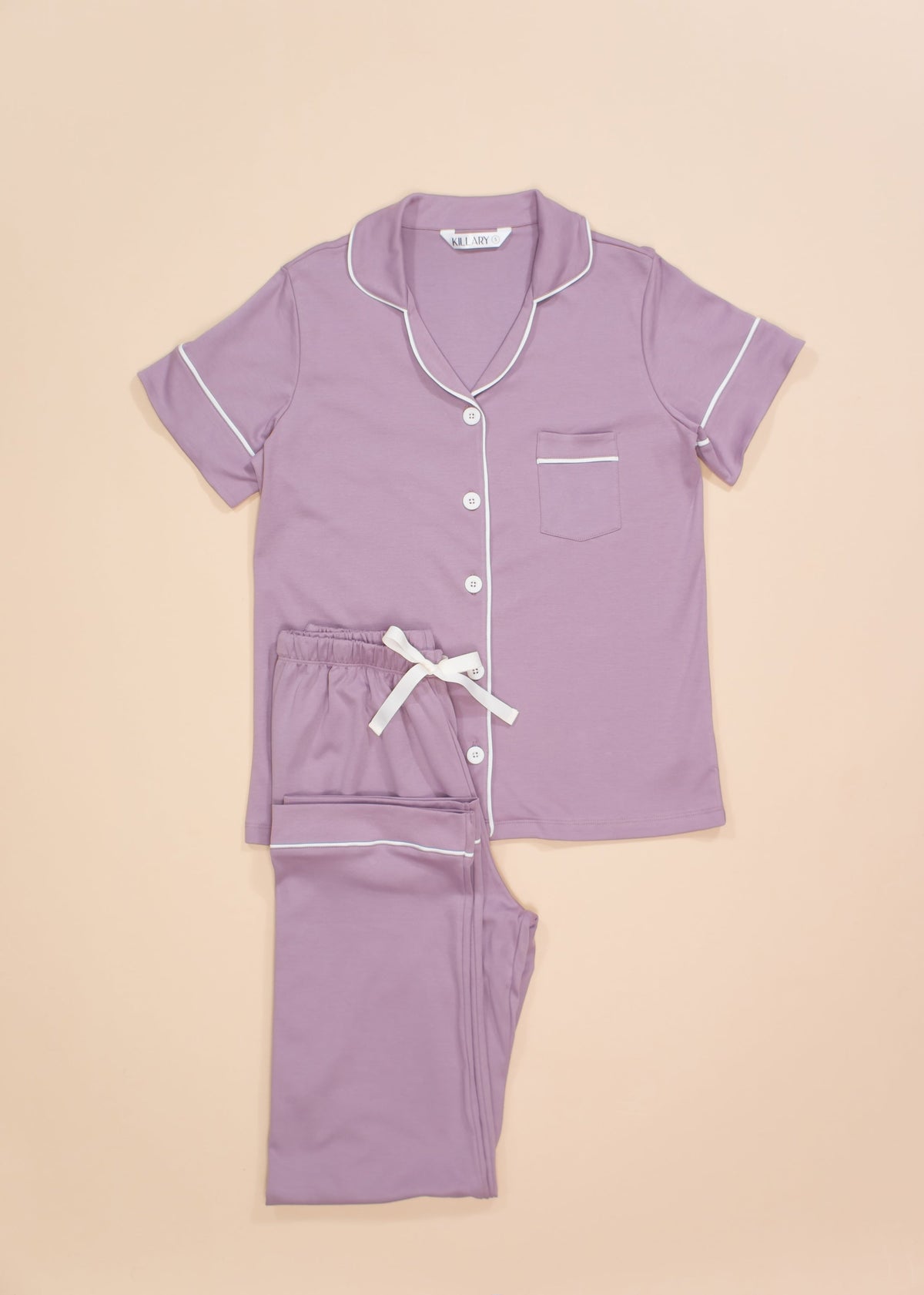 Women's Short Sleeve Pima Cotton Pyjama Set – Pale Purple