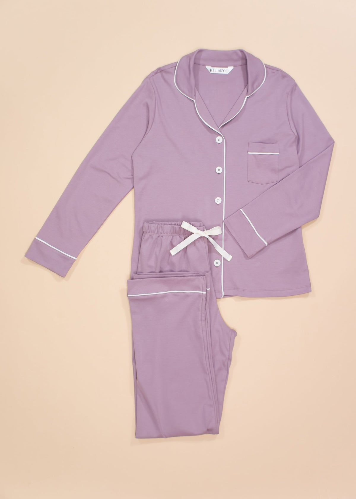 Women's Long Sleeve Pima Cotton Pyjama Set – Pale Purple