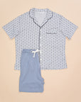 Men's Short Sleeve Pima Cotton Pyjama Set – Grey Squares