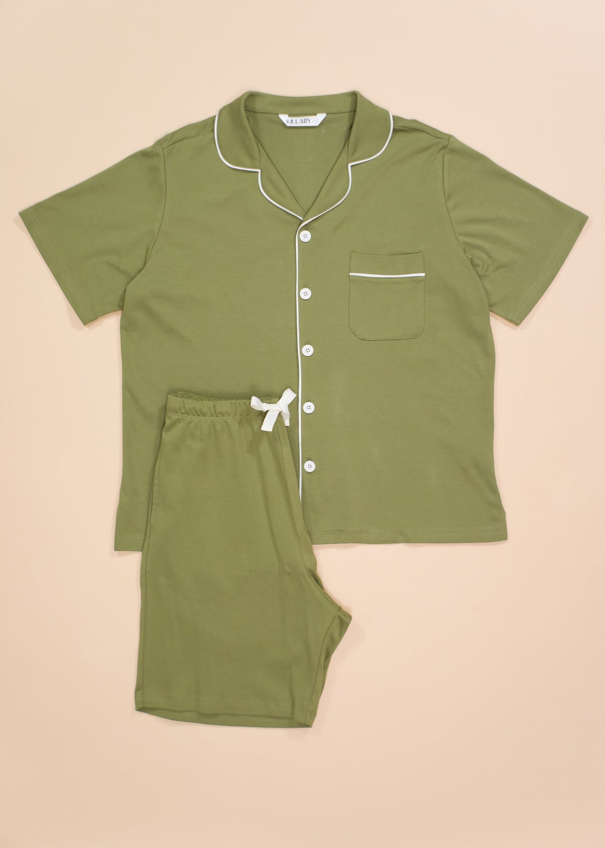 Men's Short Sleeve Pima Cotton Pyjama Set – Olive Green