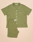 Men's Short Sleeve Pima Cotton Pyjama Set – Olive Green