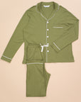 Men's Long Sleeve Pima Cotton Pyjama Set – Olive Green