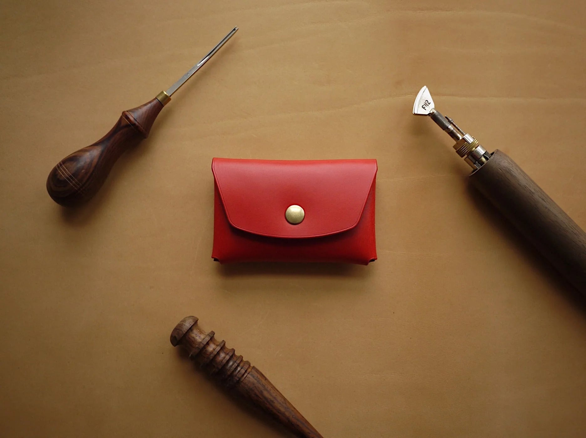 Red Handmade Leather Wallet for Everyday Style