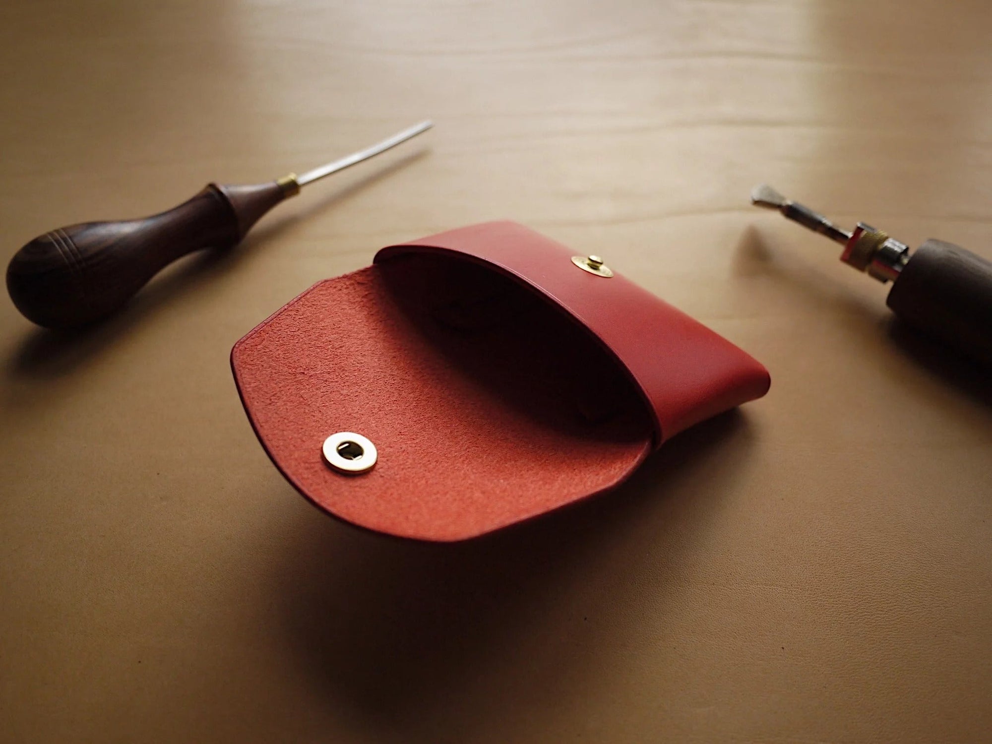 Red Handmade Leather Wallet for Everyday Style