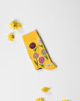 Luxury floral socks for women, spring-inspired leaves and flowers design, premium cotton blend, 3-pack best-selling socks by Body and I at brixbailey.com