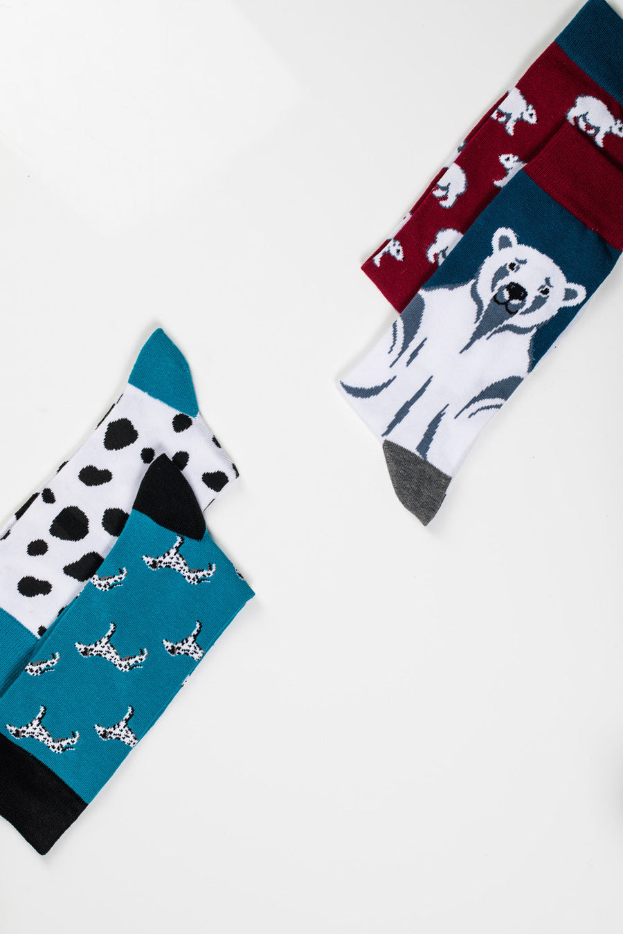 Luxury animal print mismatch socks, stylish blue fun mix and match multipack, premium cotton blend, trendy mens socks by Body and I at brixbailey.com