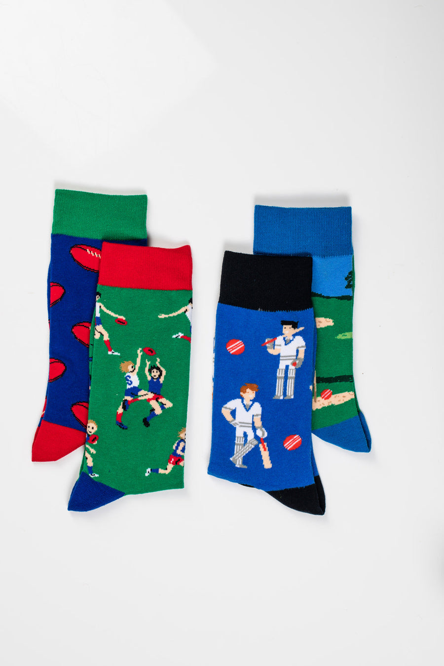 Premium rugby mismatch socks, stylish sporty socks with rugby print, comfortable cotton blend for men, pack of 4 by Body and I at brixbailey.com