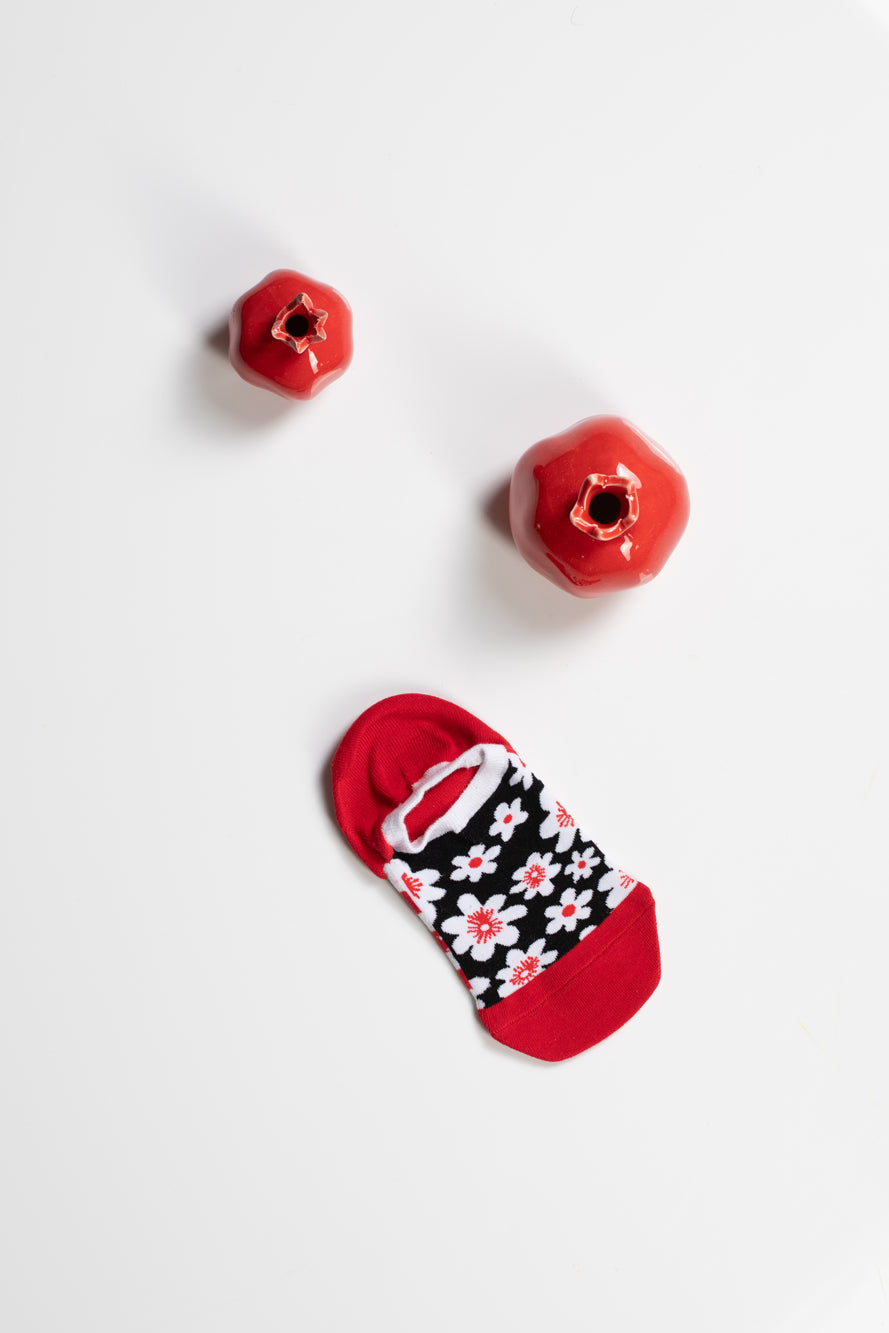 Floral spring socks for women, 4 pairs with petal designs, premium cotton blend, comfortable and stylish by Body and I at brixbailey.com