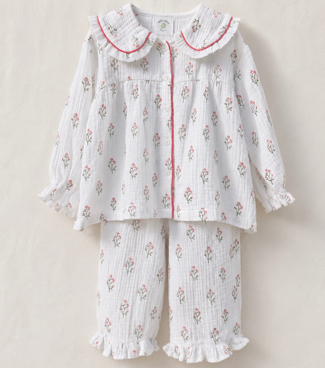 Marnie Pink &amp; Green Kids Muslin Pyjamas