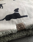 Walter Dog Blanket | Luxury Handmade Reversible Sherpa Fleece | Elegant Dog Print Pet Throw UK