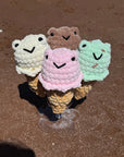 Handmade Frog Ice Cream Plushies – UKCA Tested Soft Toy Cones in Pastel Colours