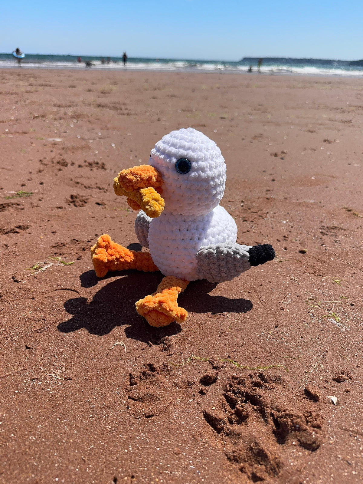 Cheeky Crochet Seagull Plush Toy with Chip – Handmade Amigurumi Bird for Coastal Gifts &amp; Nursery Decor