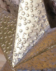 Luxury Tara Trio gold star wall art set, distressed metal celestial decor, vintage-inspired rustic home accents by Maravi at brixbailey.com