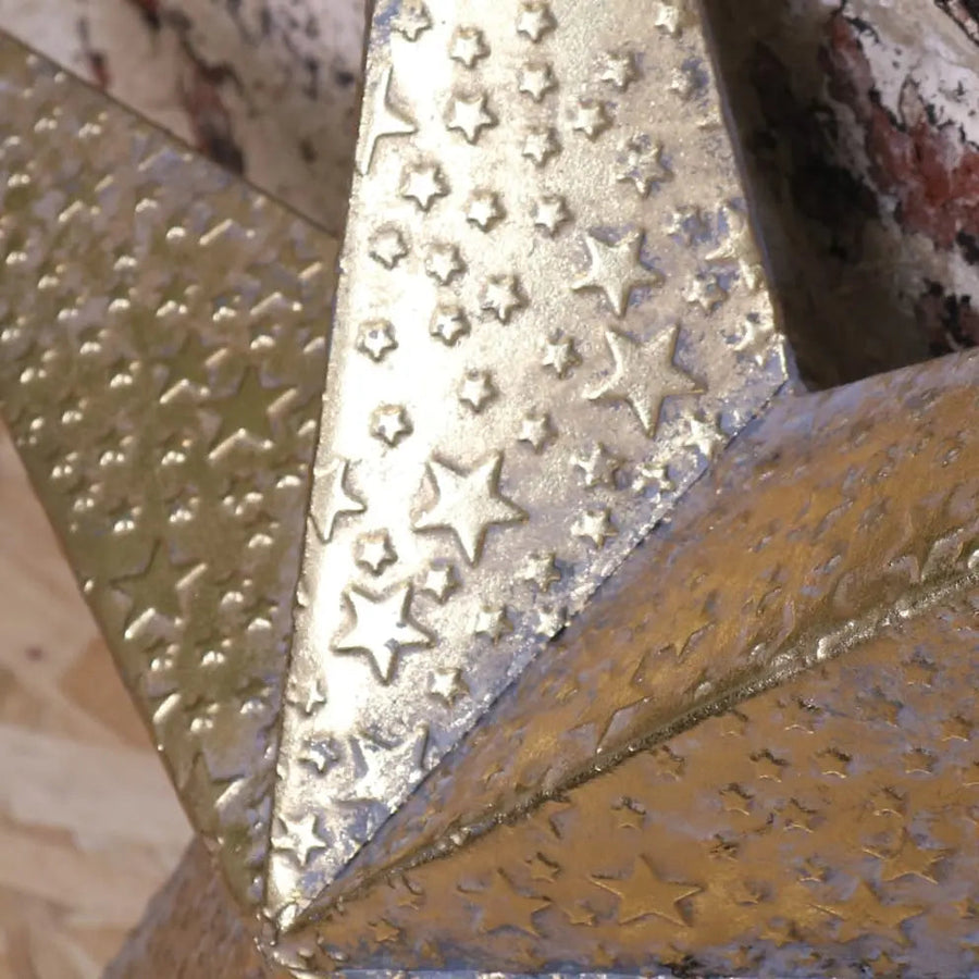 Luxury Tara Trio gold star wall art set, distressed metal celestial decor, vintage-inspired rustic home accents by Maravi at brixbailey.com