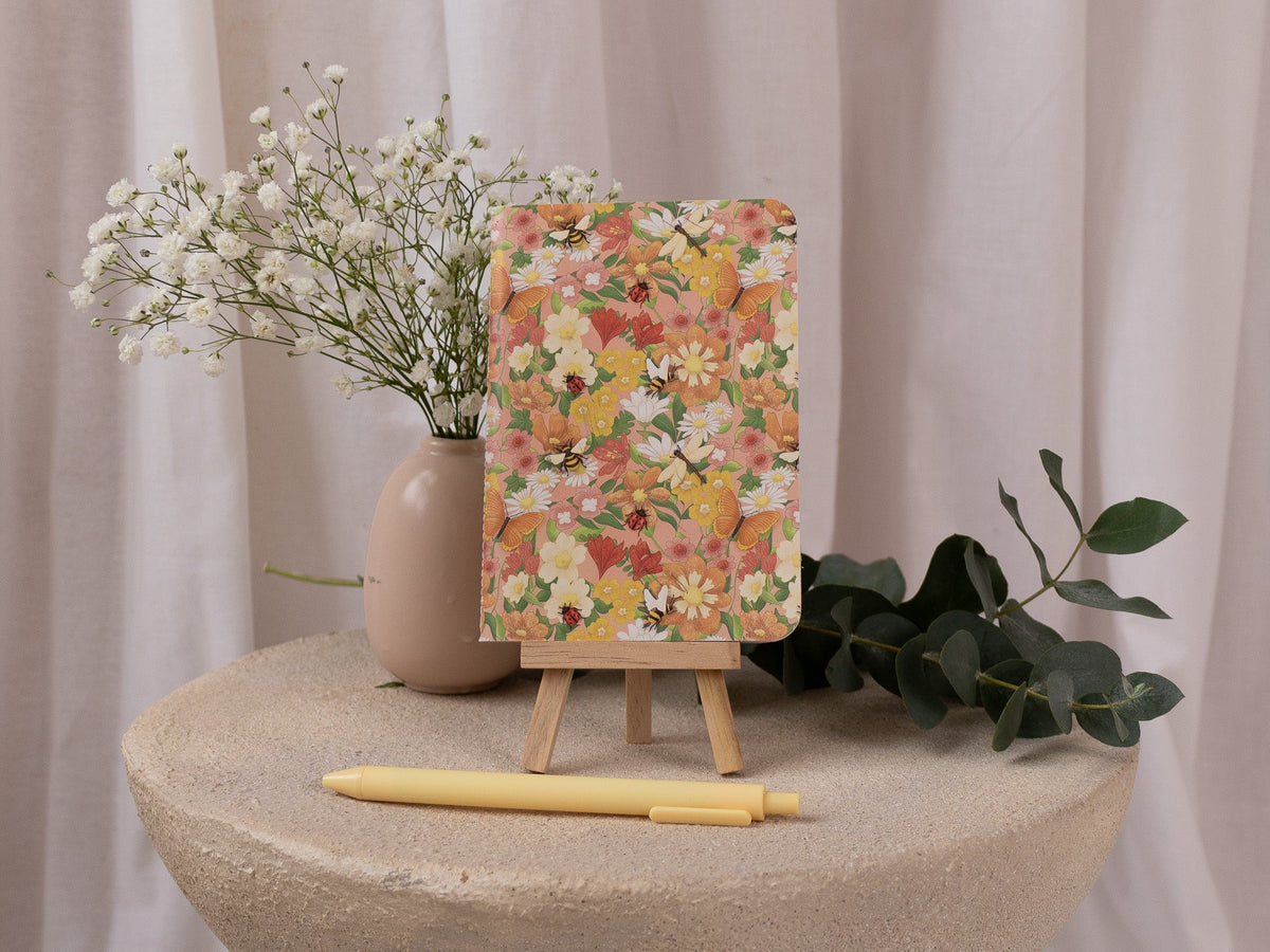 A6 Handmade Notebook with Spring Meadow Design