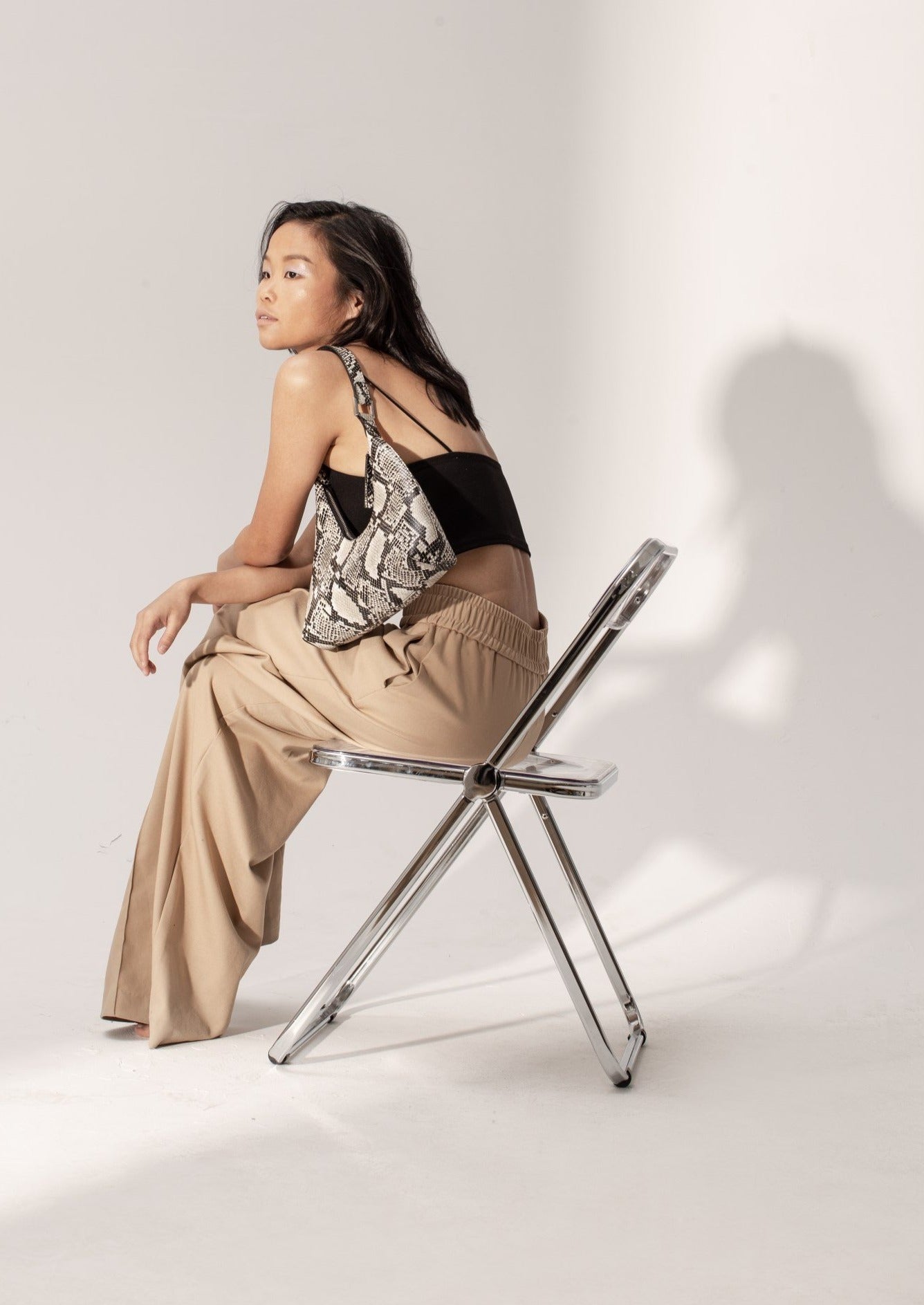 Premium Alexia small hobo bag in smooth leather with snake print, silver hardware, cotton lining, zipper closure by Bob Oré at brixbailey.com