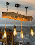 Rustic Driftwood Style Chandelier | Oak Wrapped Cable Kitchen & Dining Light