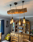 Rustic Driftwood Style Chandelier | Oak Wrapped Cable Kitchen & Dining Light