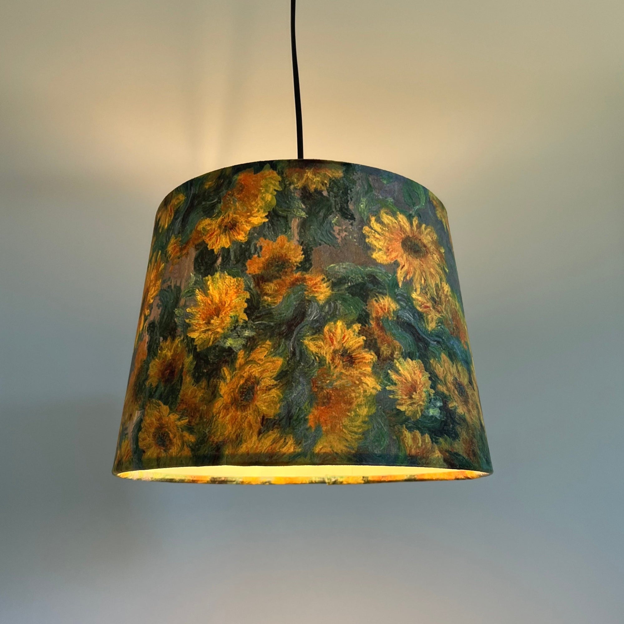 Van Gogh Sunflowers Velvet French Drum Lampshade | Handmade Ceiling Light Shade | UK