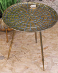 Chena Antiqued Metal Round Gold Side Table 44cm