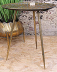 Chena Antiqued Metal Round Gold Side Table 44cm