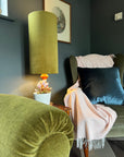 Olive Green Velvet cylinder lampshade, extra tall lampshade