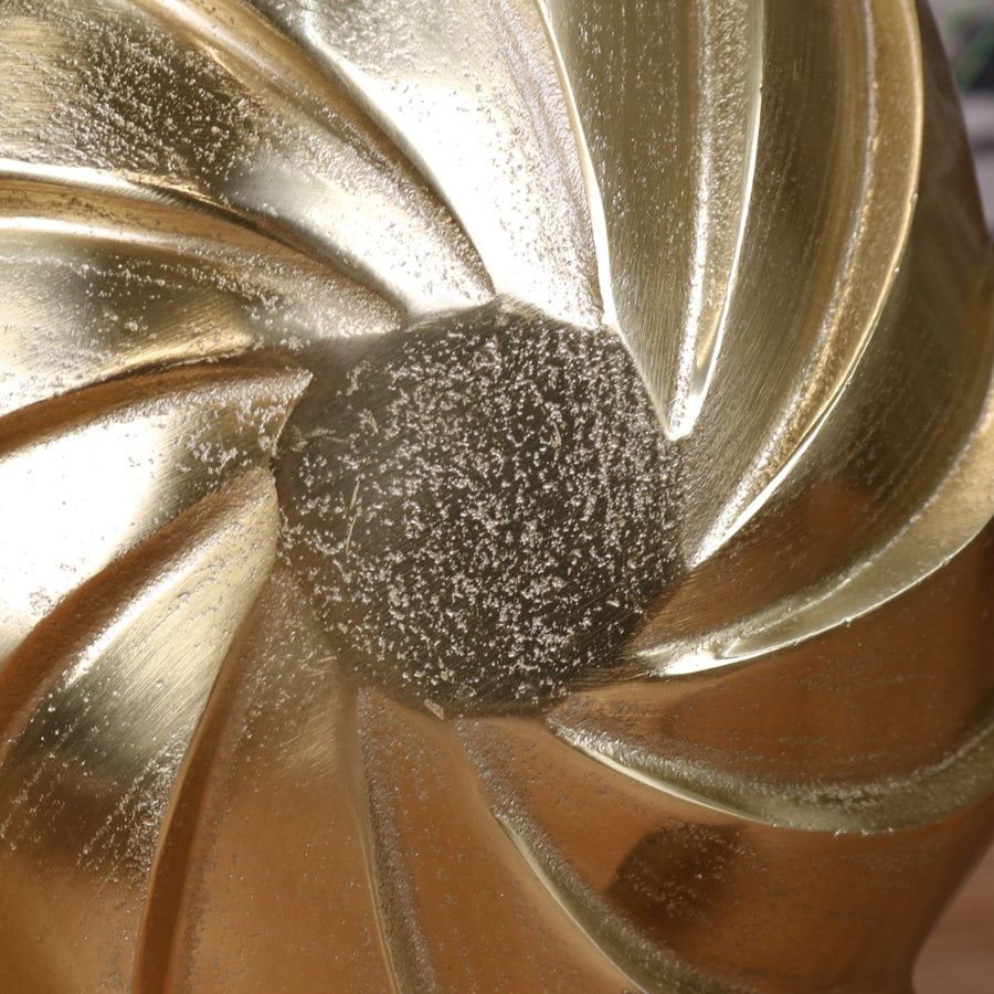 Luxury Bedi metal gold vase, premium swirl design, elegant modern home decor, 48cm tall statement piece by Maravi at brixbailey.com
