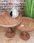 Ucha Set of 2 Wooden Pedestal Side Tables