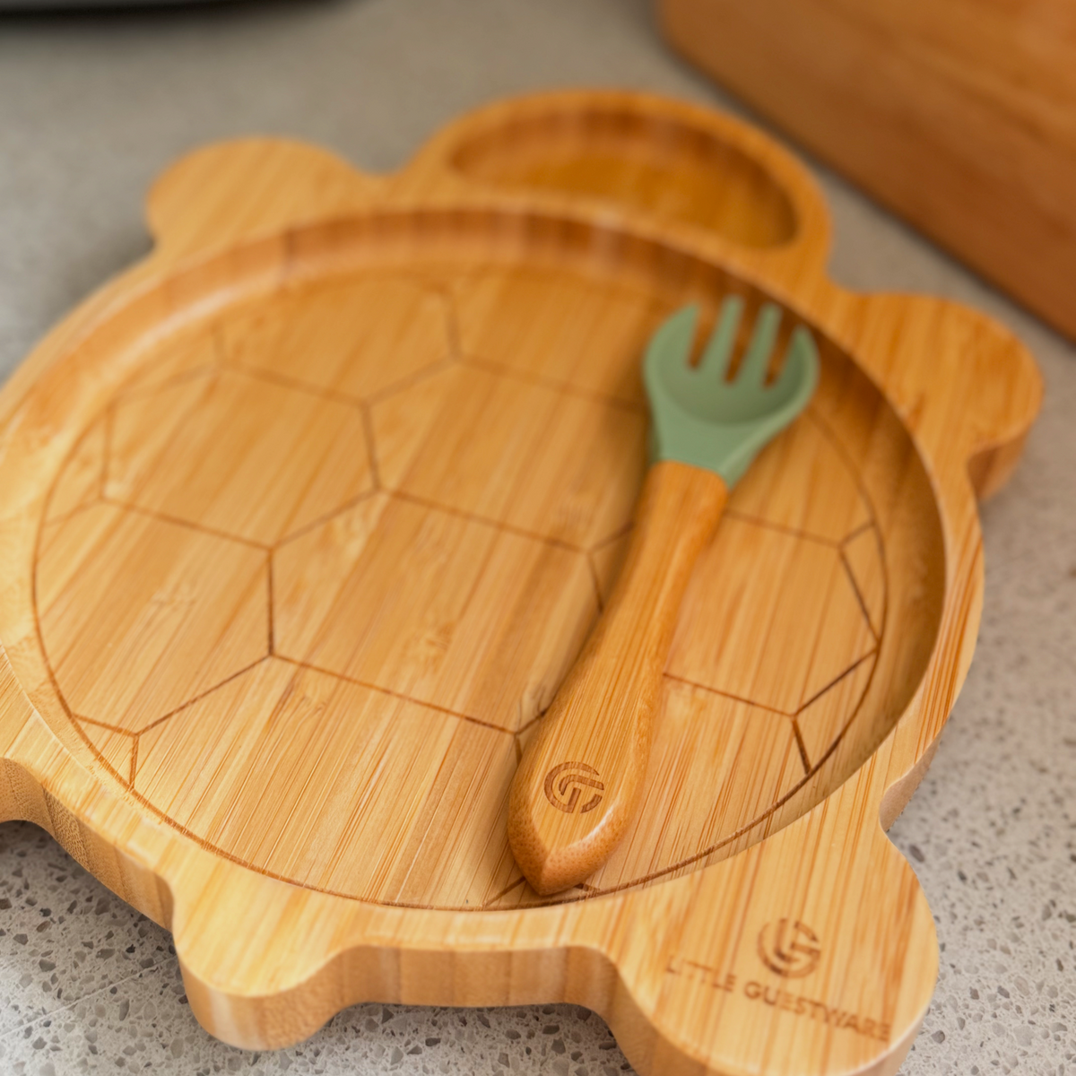 Bamboo Plate &amp; Fork - Turtle