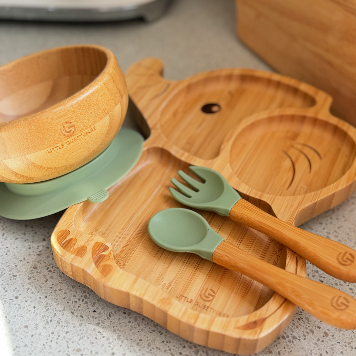 Bamboo Plate &amp; Fork - Elephant
