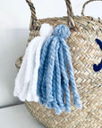 Blue Personalised tassel name basket - Extra Large