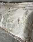 Cream and neutral Silk Pillowcase in hand painted 'Graceful' print, Standard size Oxford style Pillowcase