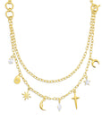 Gold Lyra Artemis Celestial Charm Necklace