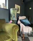 Forbidden forest Velvet cylinder lampshade, extra tall lampshade