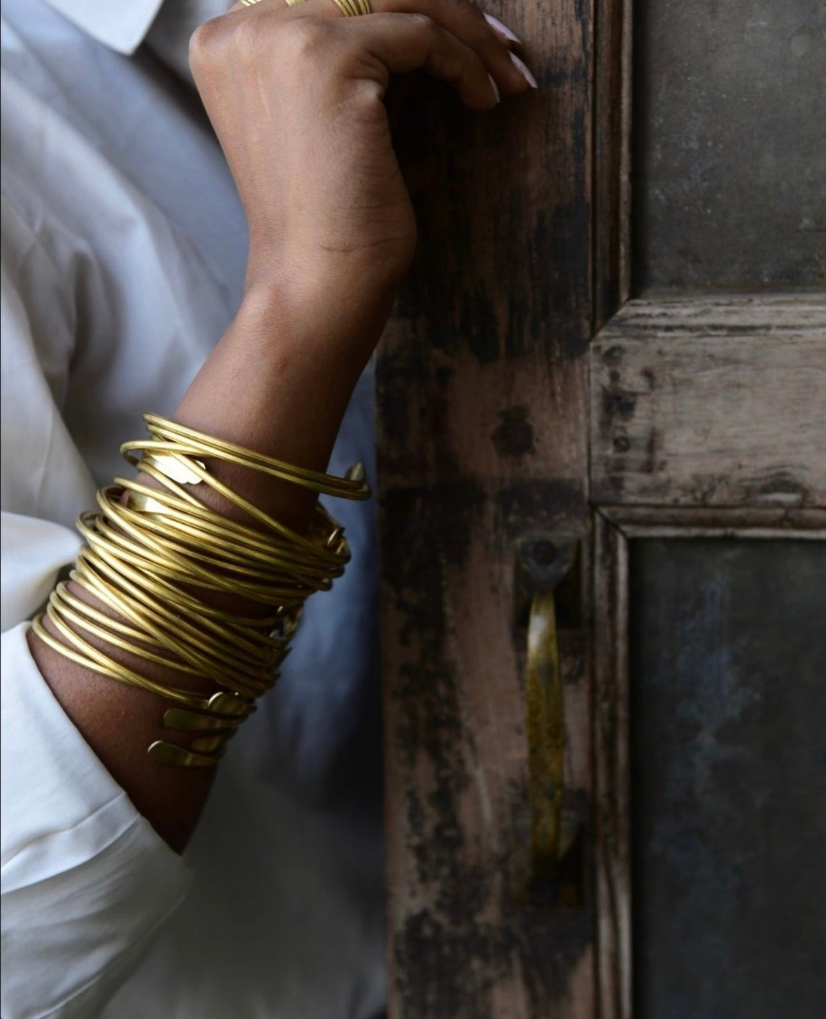 Minimalist Coil Gold/Silver Bangle Bracelet.