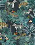 Jungle Velvet cylinder lampshade, in black, extra tall lampshade